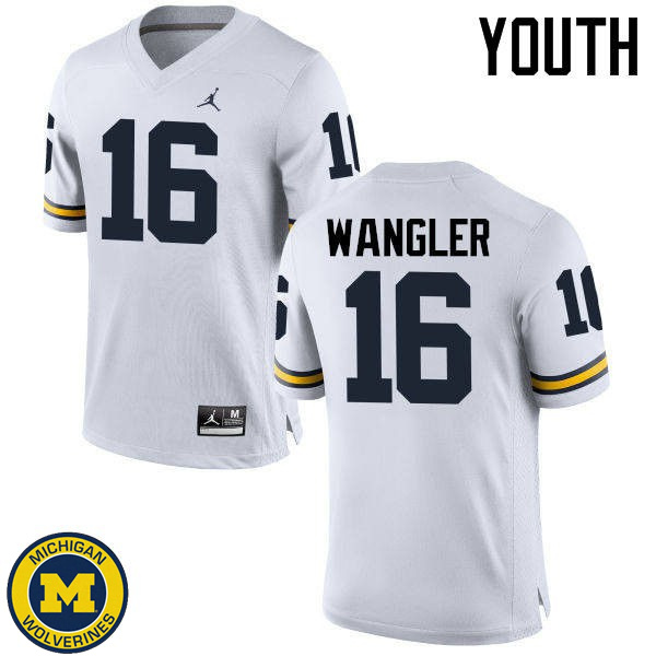 Youth Michigan Wolverines #16 Jack Wangler White Player Jersey